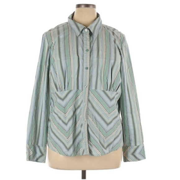 Lane Bryant Collared Button Shirt Long Sleeve Blue Striped Women's 18/20 Plus - Picture 1 of 4